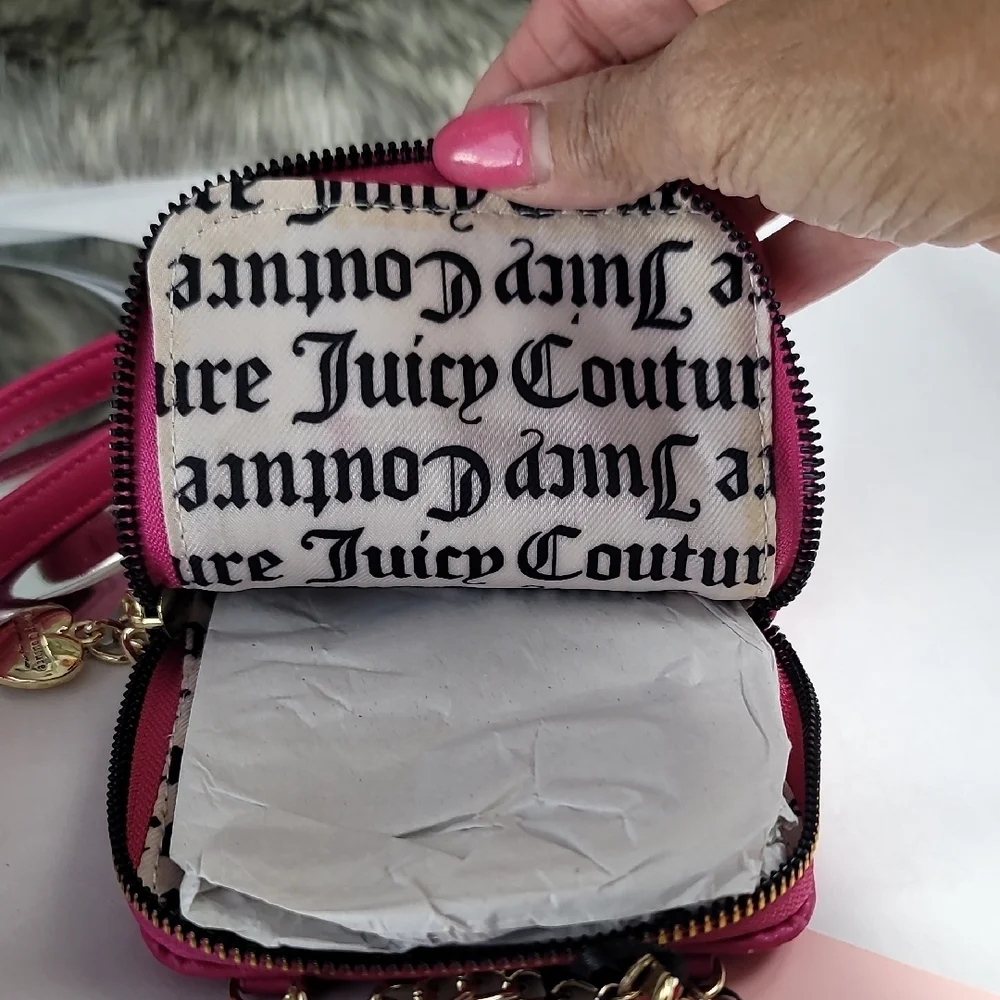 Juicy Couture Vibrant Pink Crossbody Cell Phone  Bag with Gold Accents NWT - Picture 9 of 13